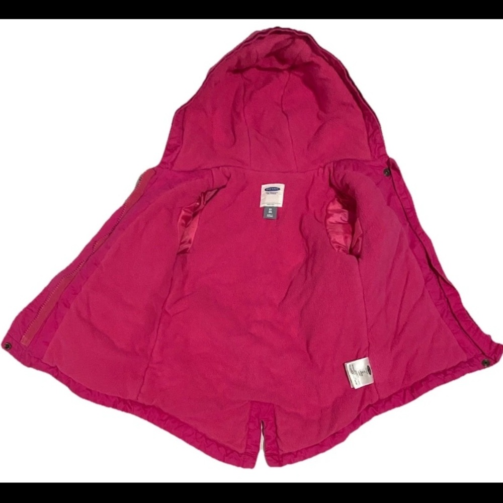 Old Navy Size 3T Toddler Girls Kids Pink Coat Hood & Pockets Excellent Condition - Picture 4 of 9